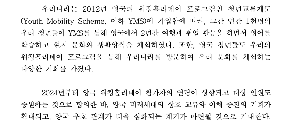 영국 워킹홀리데이 비자 변경사항 - 2024년부터 만 35세로 상향 및 5천 명으로 확대