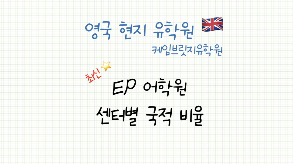 버밍엄 어학연수 추천 어학원! 영국 EP 어학원 최신 국적비율 안내 (23년 10월)