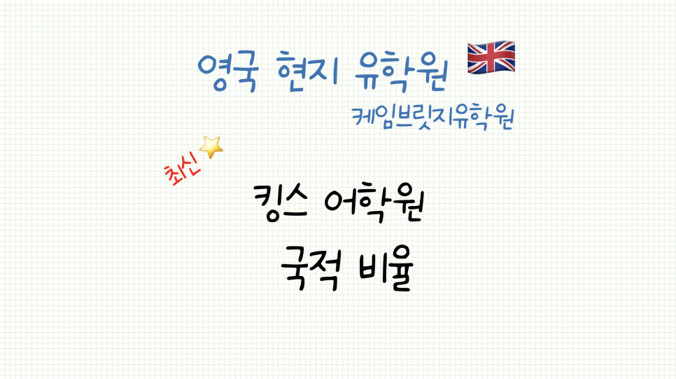 영국 킹스 어학원(Kings) 최신 국적 비율 안내